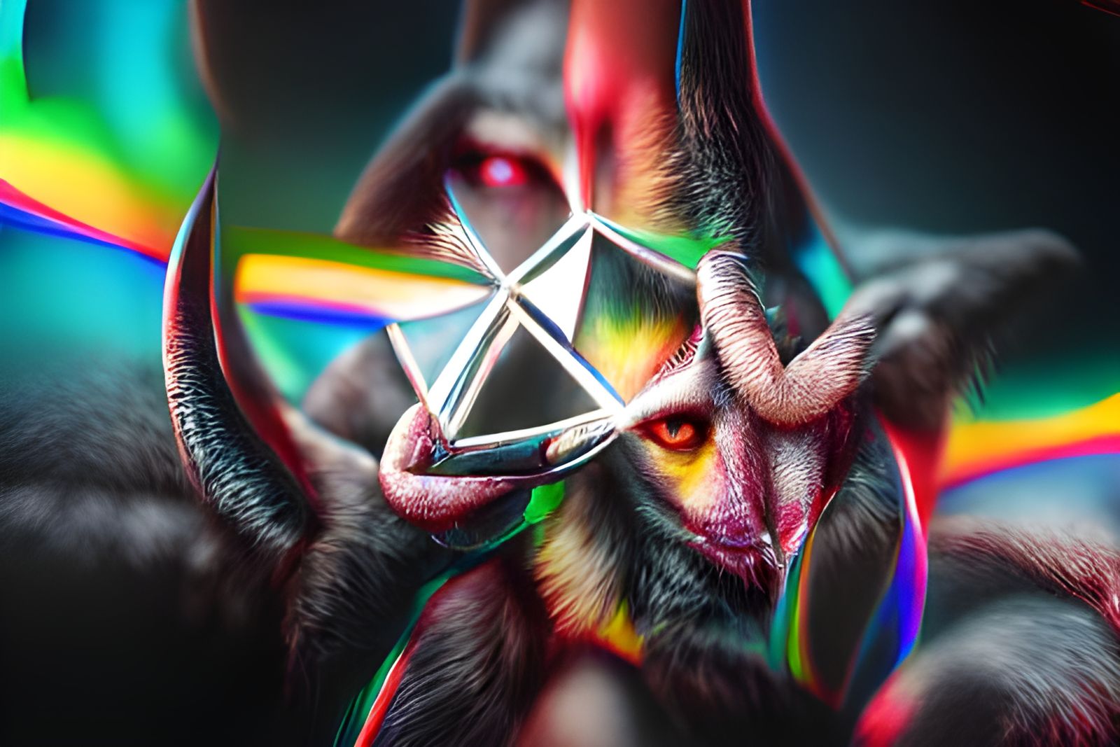 Baphomet with Rainbow Pentagram in 8K Resolution