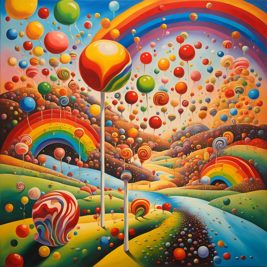 Surreal Lollipop Land: A Vibrant Pop Art Dreamscape