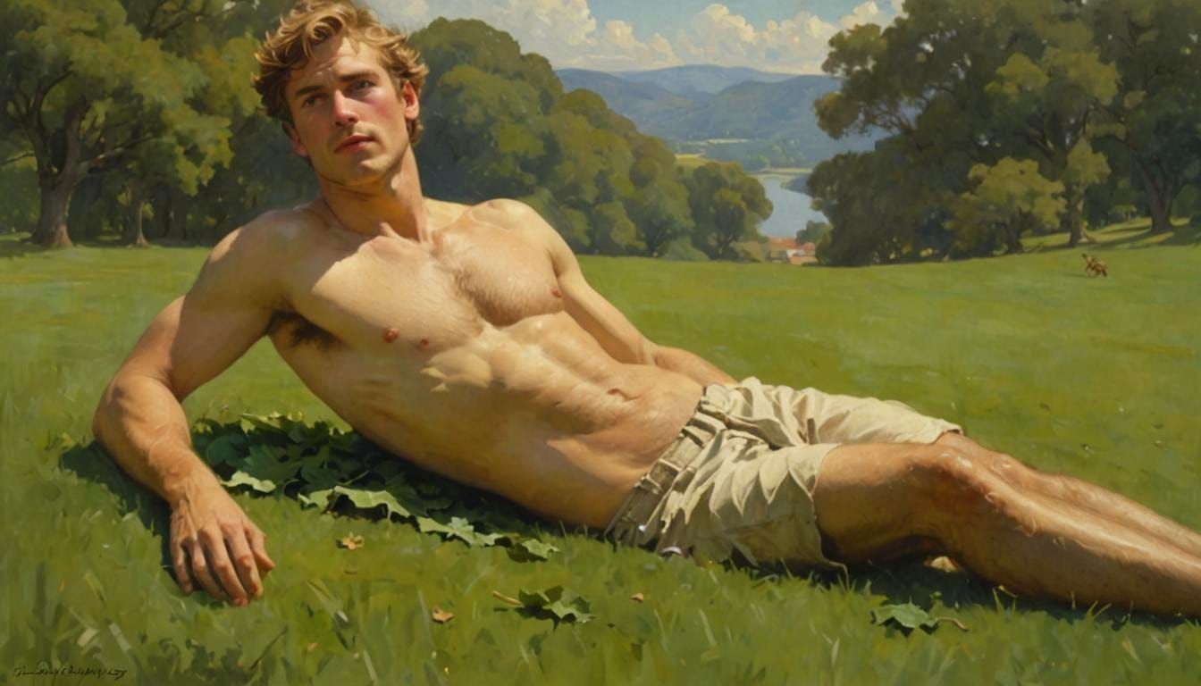 Adam Asleep in Paradise: Impressionist Watercolor Art