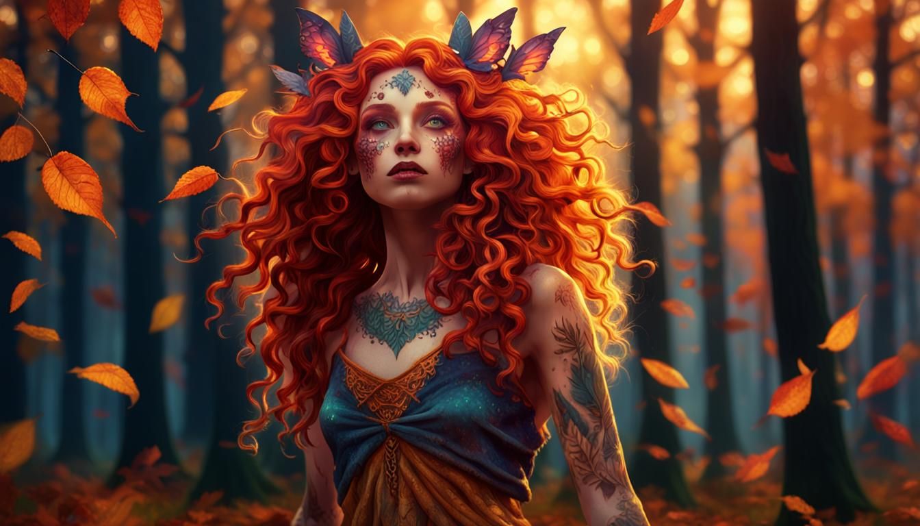 Wood Nymph Dances at Sunset: Fantasy Concept Art