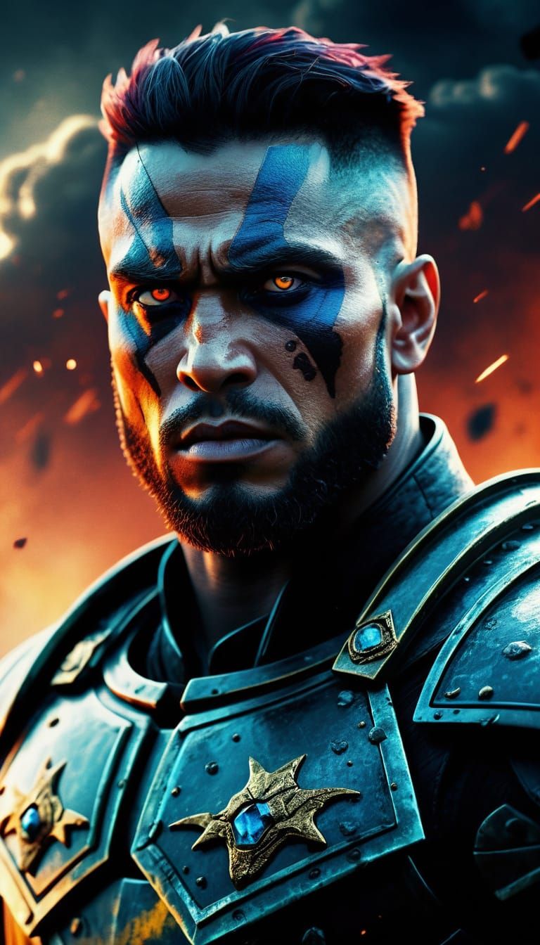 Dark Fantasy Warrior with Cybernetic Airbrushing