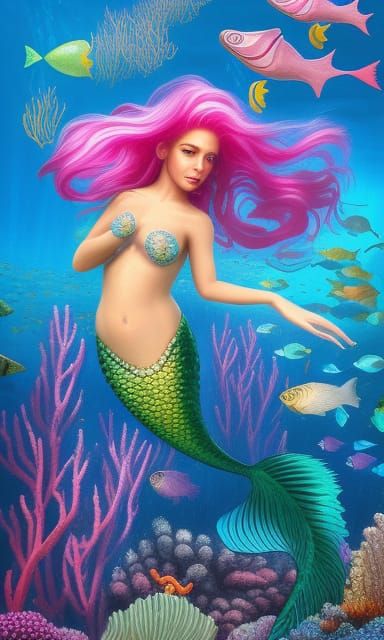Enchanting Mermaid Portrait in a Fantasy Underwater Scene