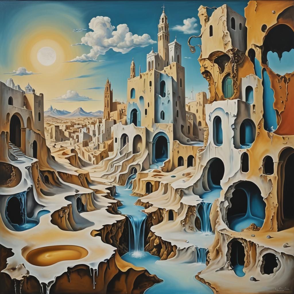 Surreal Melting Canvas in Dali Style