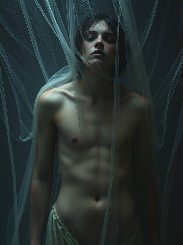 Masculine Despair and Vulnerability in a Somber Pose