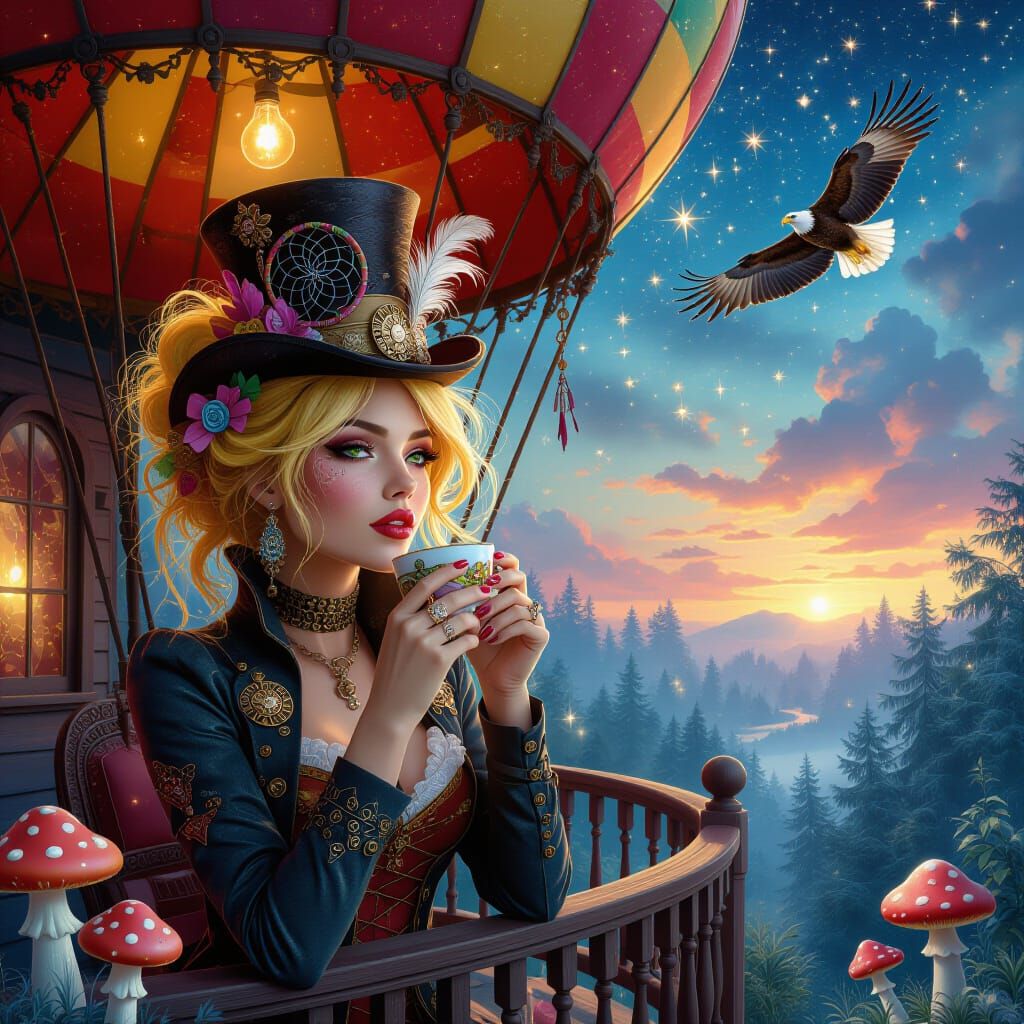 a beautiful steampunk bohemian chic with unkempt banana yell...