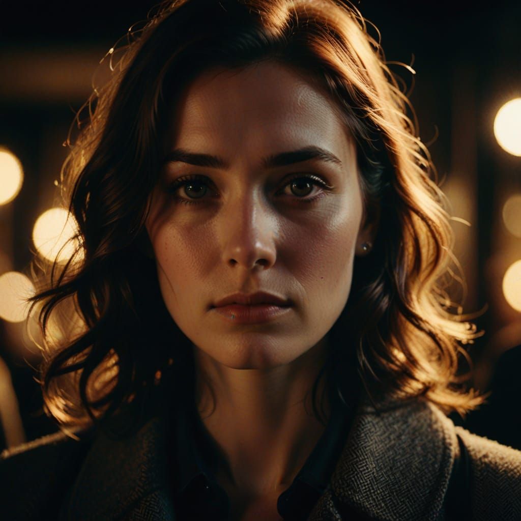 Introspective Portrait in Film Noir Style