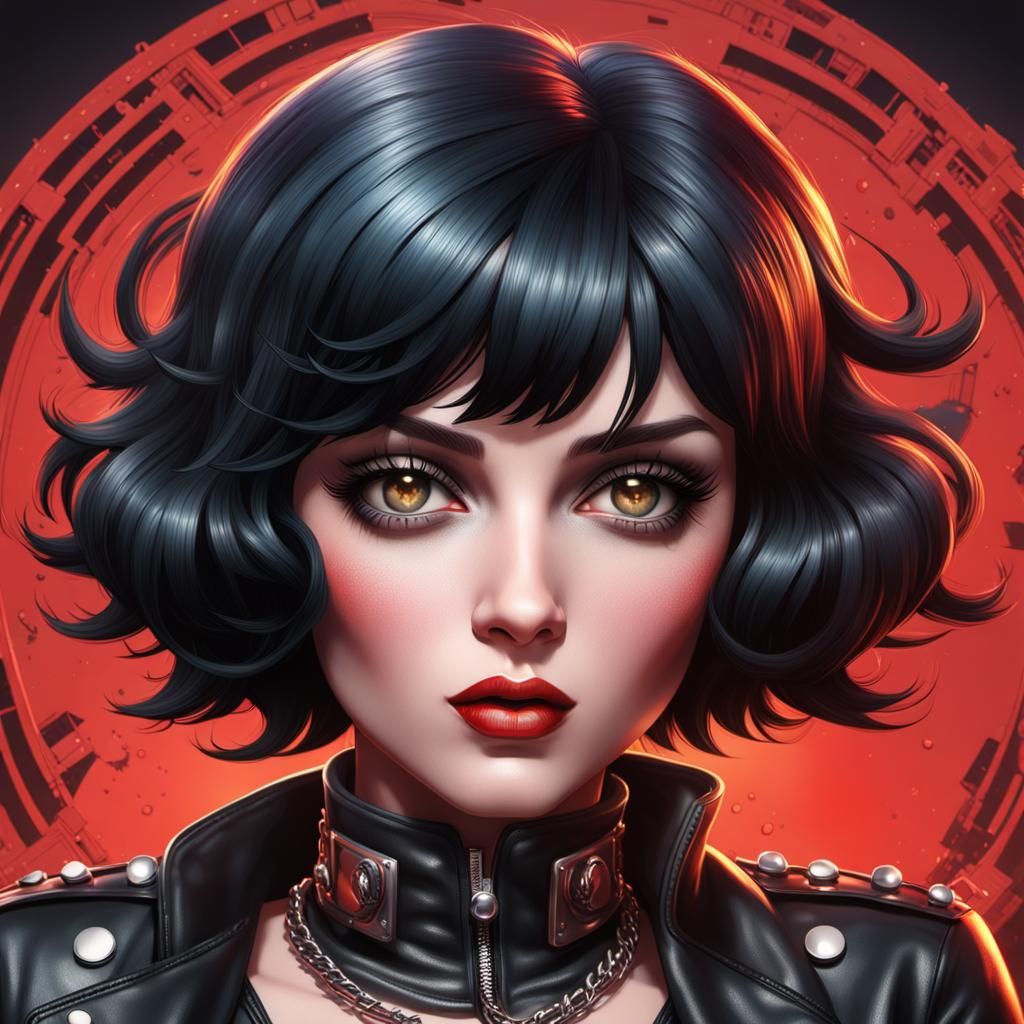 Betty Boop as Joan Jett: Hyperdetailed Portrait