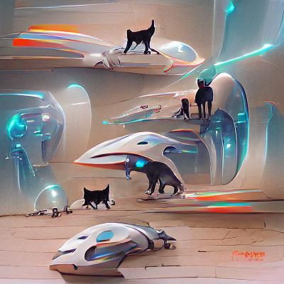 Futuristic Cat City Concept Art