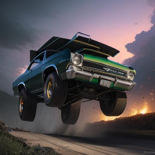 Dark Green Chevelle Drag Racing in Hawaii