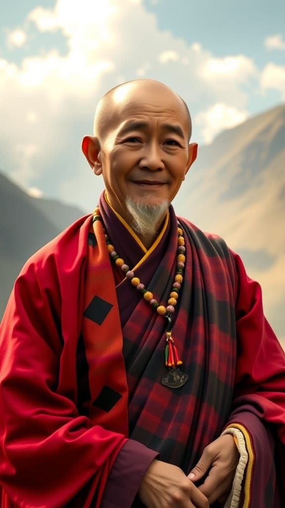 Bhutanese Master in Himalayan Landscape, Anime Style
