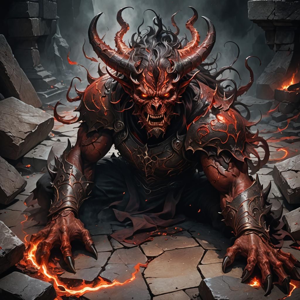 Fallen Demon in Dark Fantasy Illustration