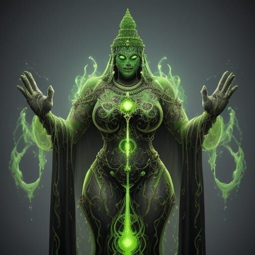 Glowing Green Golem: Corrupted Buddha Idol