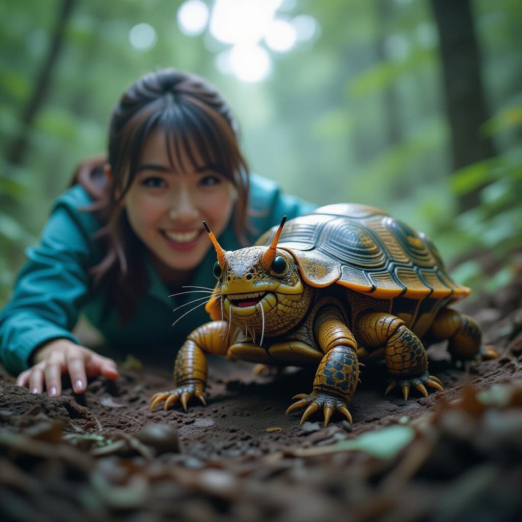 Caterpillar's Surprise Encounter with Japanese Actress