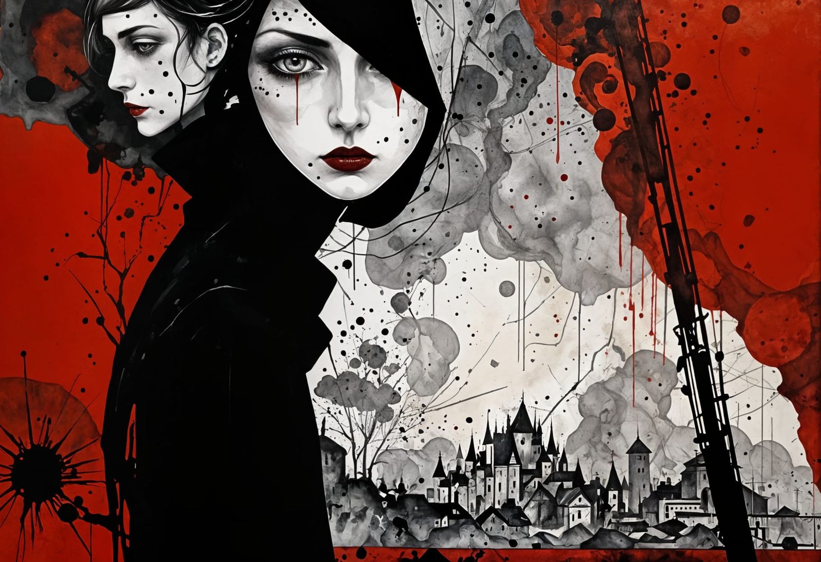 Epic Sfumato Cityscape in Maximalist Bauhaus Style