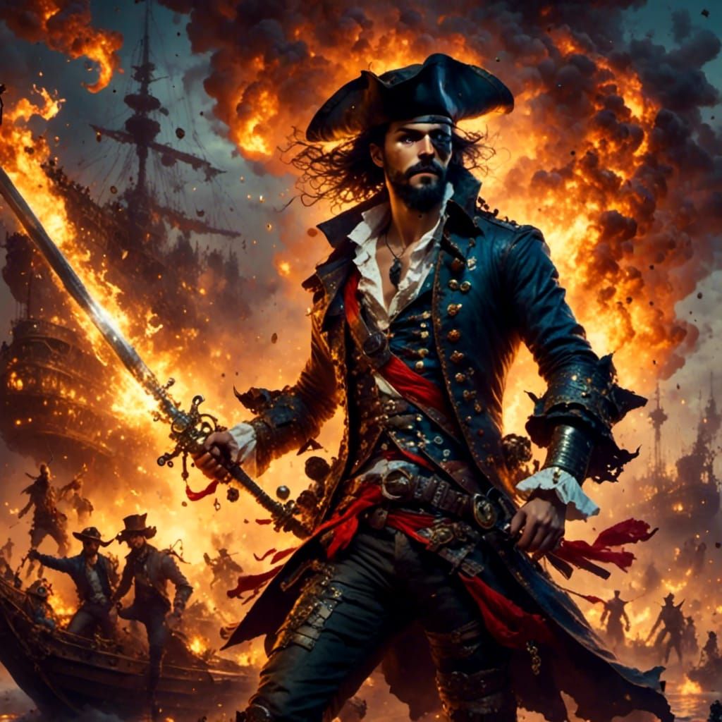 Pirate Sword Fight on Burning Ship