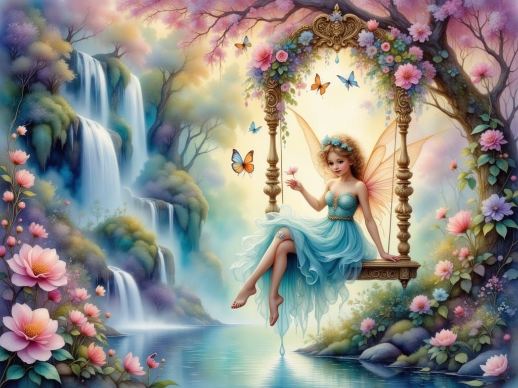 Ethereal Fairy on Velvet Swing