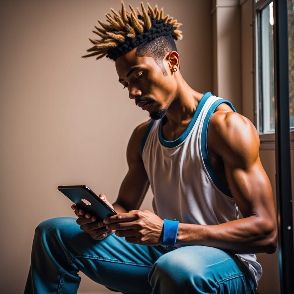 Teenager with iPod and Frosted Hair