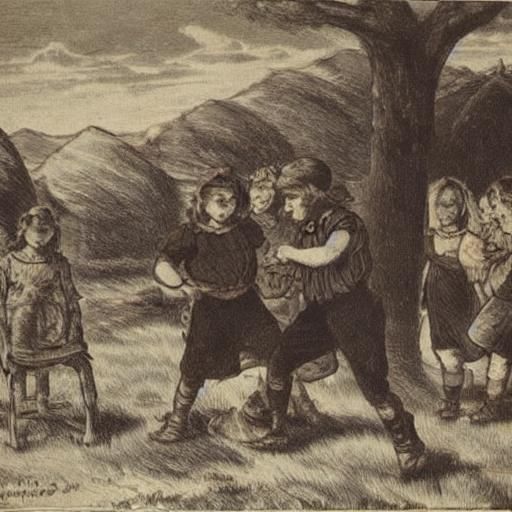 Children's Laughter Echoes in Sunlit Meadow