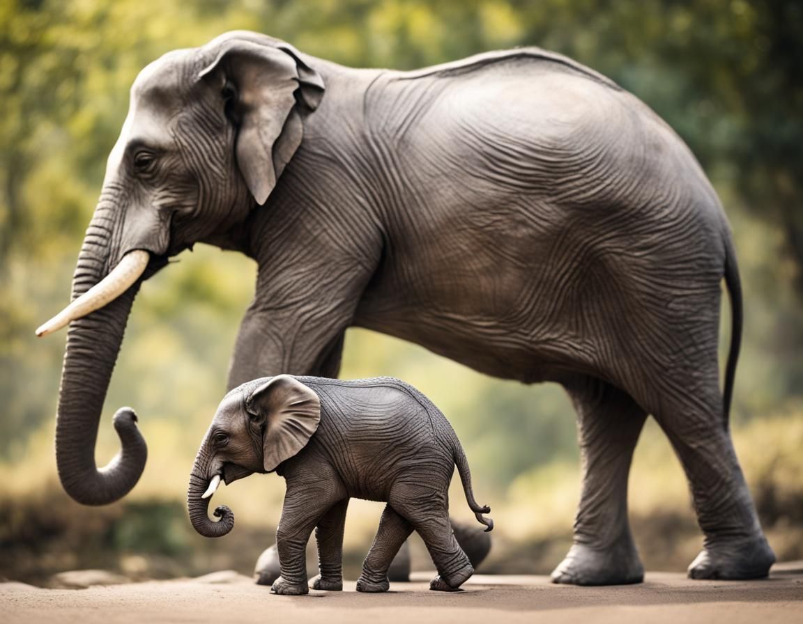 Majestic China Elephant and Baby: Professional Photography