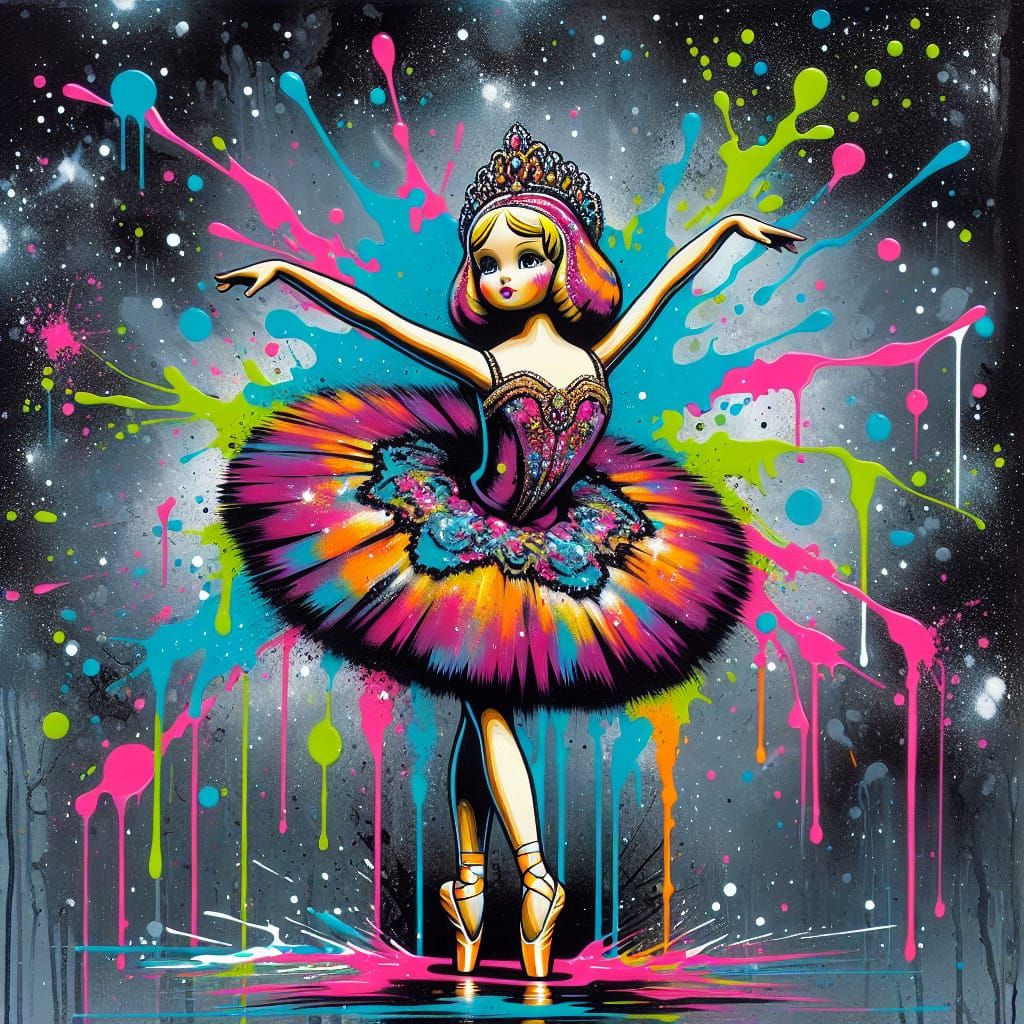 Russian Doll Ballerina in Graffiti Art Style