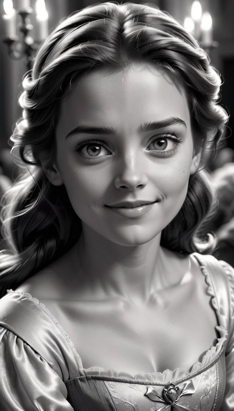 Gentle Belle in Monochrome Photorealism