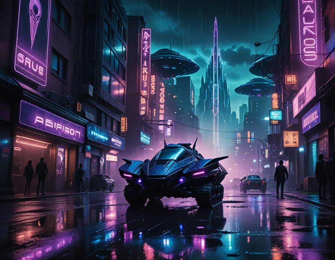 City Under Alien Control in Sci-Fi Style