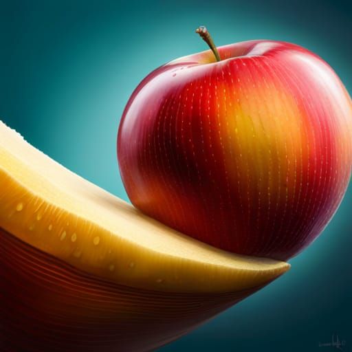 The worm and its apple , Hyperrealistic, splash art, concept art, mid shot, intricately detailed, color depth, dramatic,...