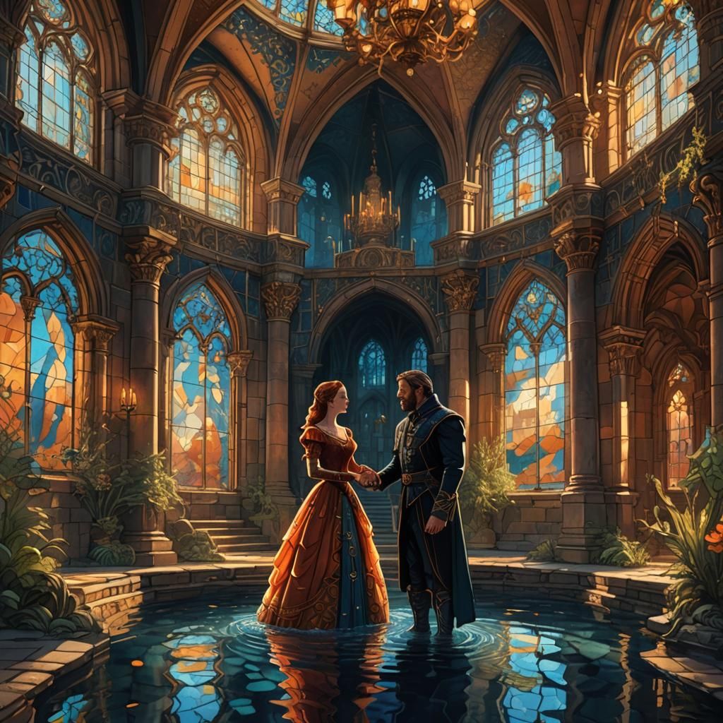 Underwater Castle Scene in Disney Fantasy Style