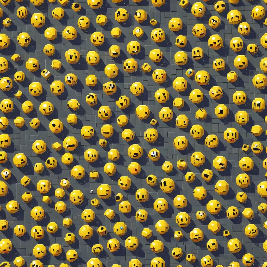 3D Pixel-Art Pac-Man Sphere in Retro Environment