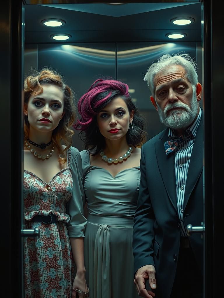 Ethereal Hotel Guests in a Theatrical Portrait