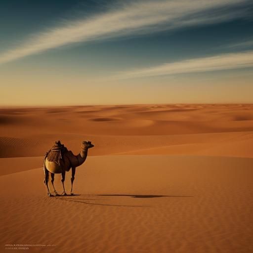 Camel Walks in Surreal Desert Landscape