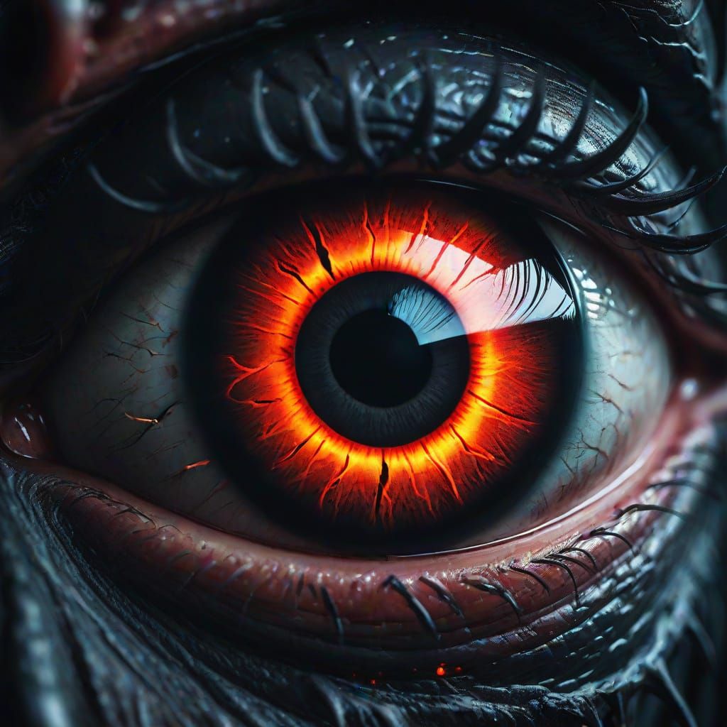 Giant Demonic Eyes in Dark Fantasy Style