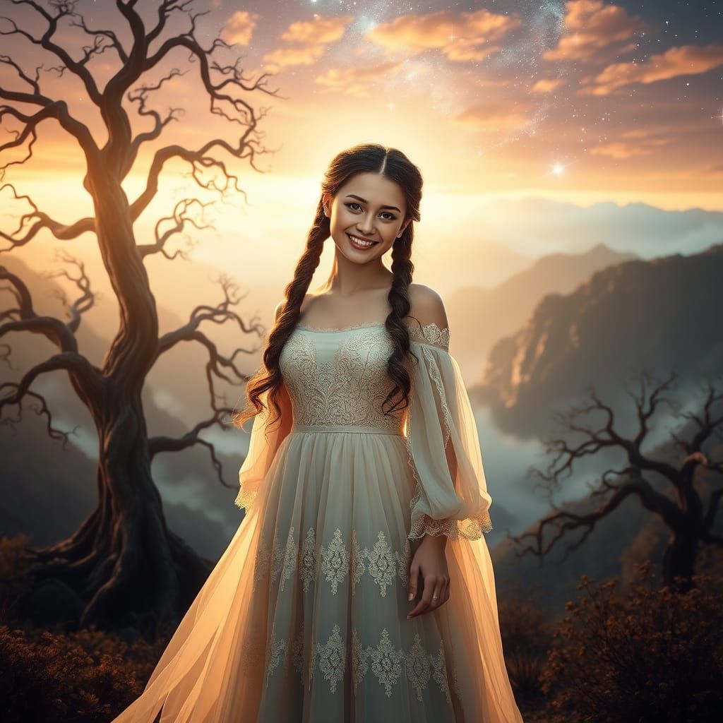 Ethereal Goddess in Whimsical Realm