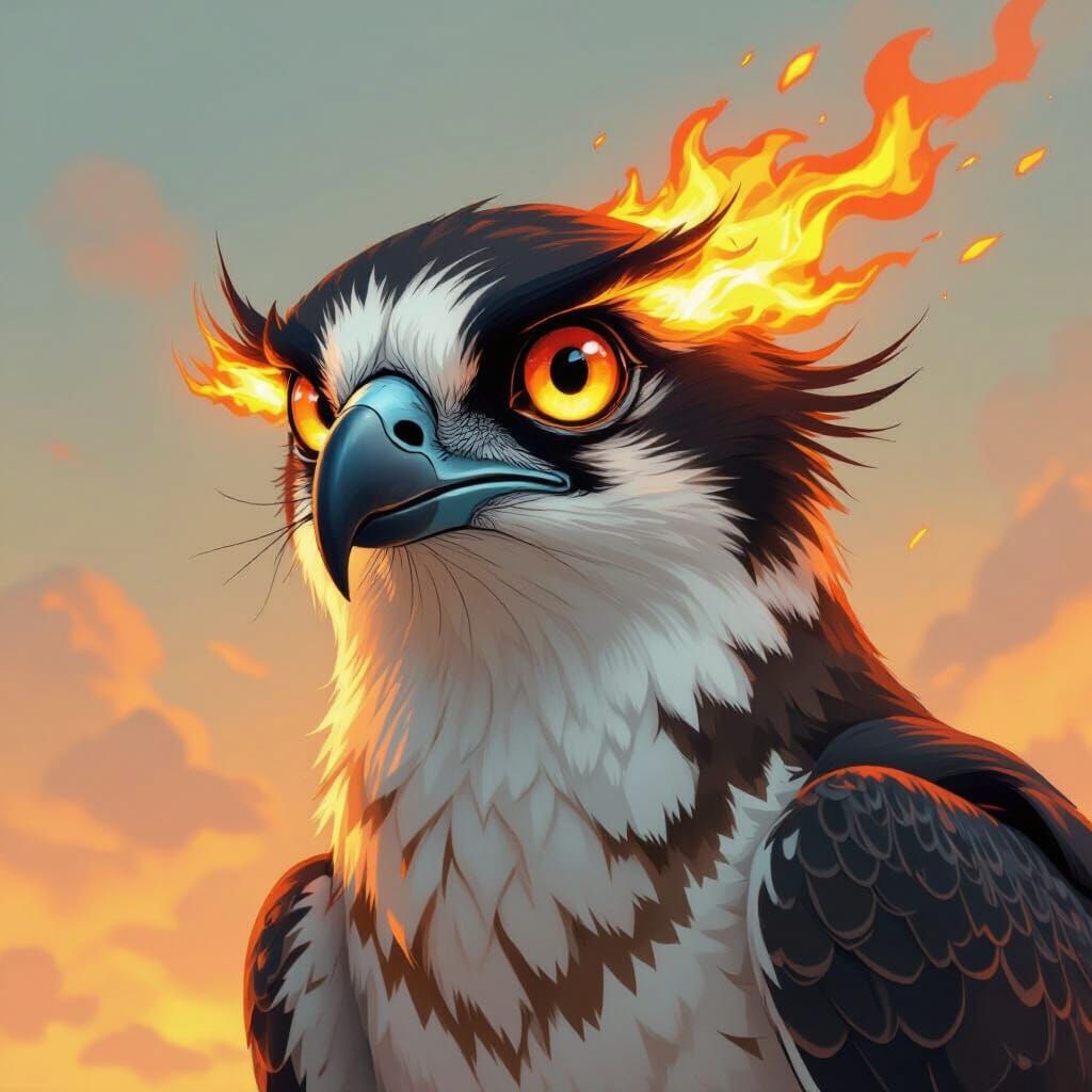 Osprey with Fiery Eyes, Futuristic Concept Art