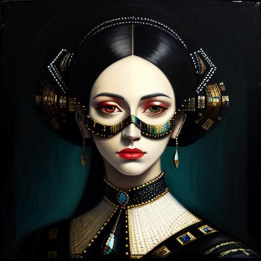 Glitch Art Portrait of Woman in Classic Style