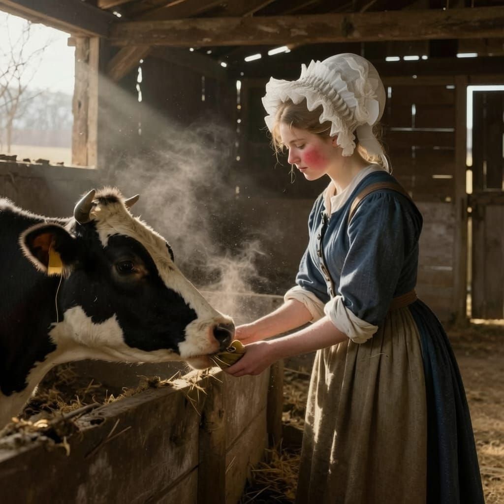 Woman Wearing an 18th Century Frilled Mob Cap