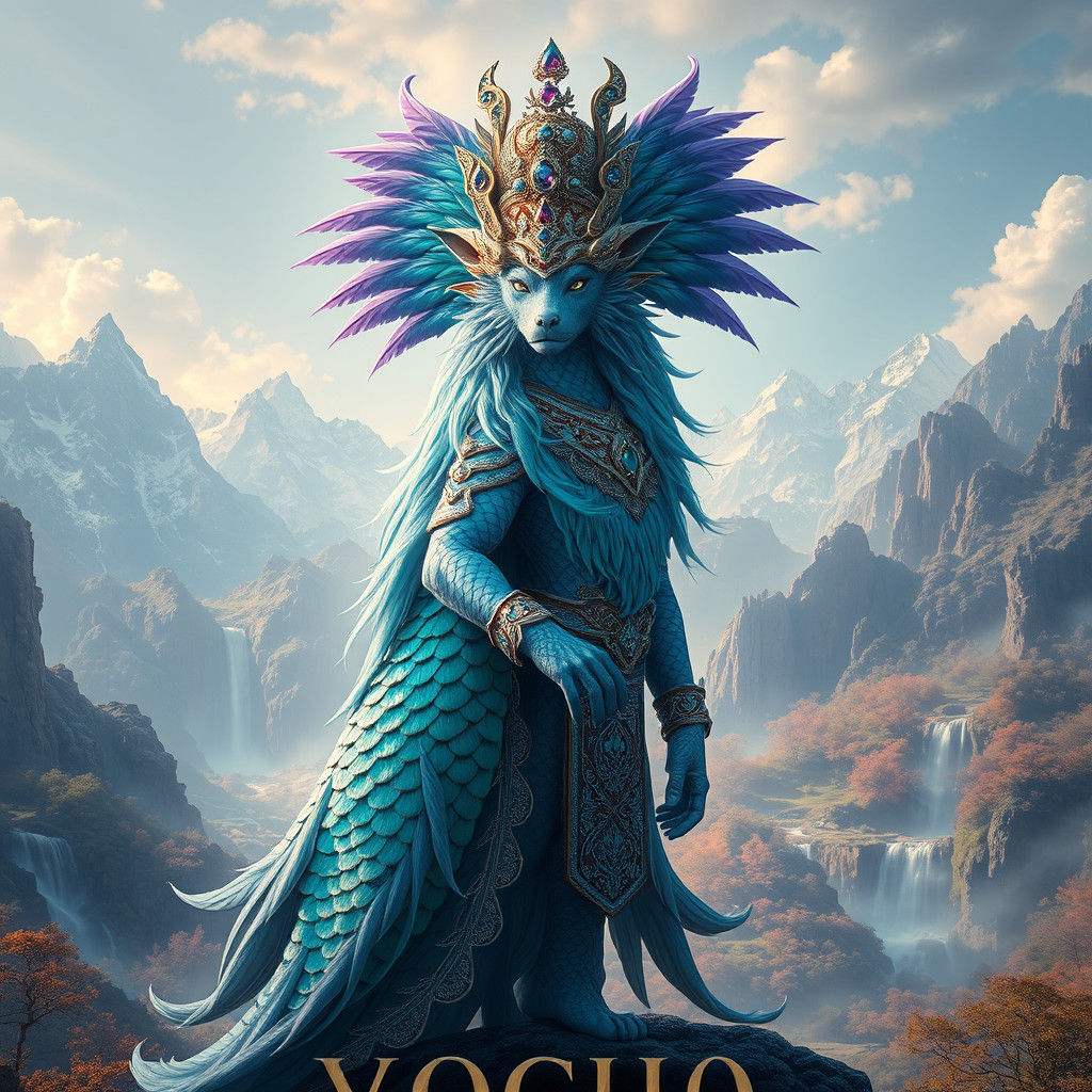 Iranian Animal God Vohu Manah in Ethereal Landscape