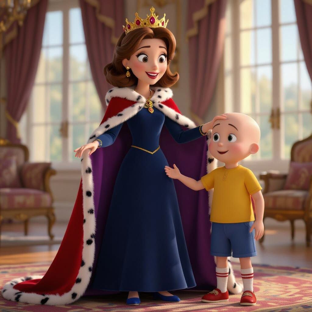 Queen Doris from Caillou in Royal Gown with Crown