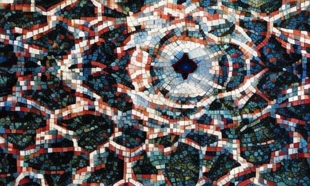 Colorful Mosaic Landscape in Reflective Tesselations