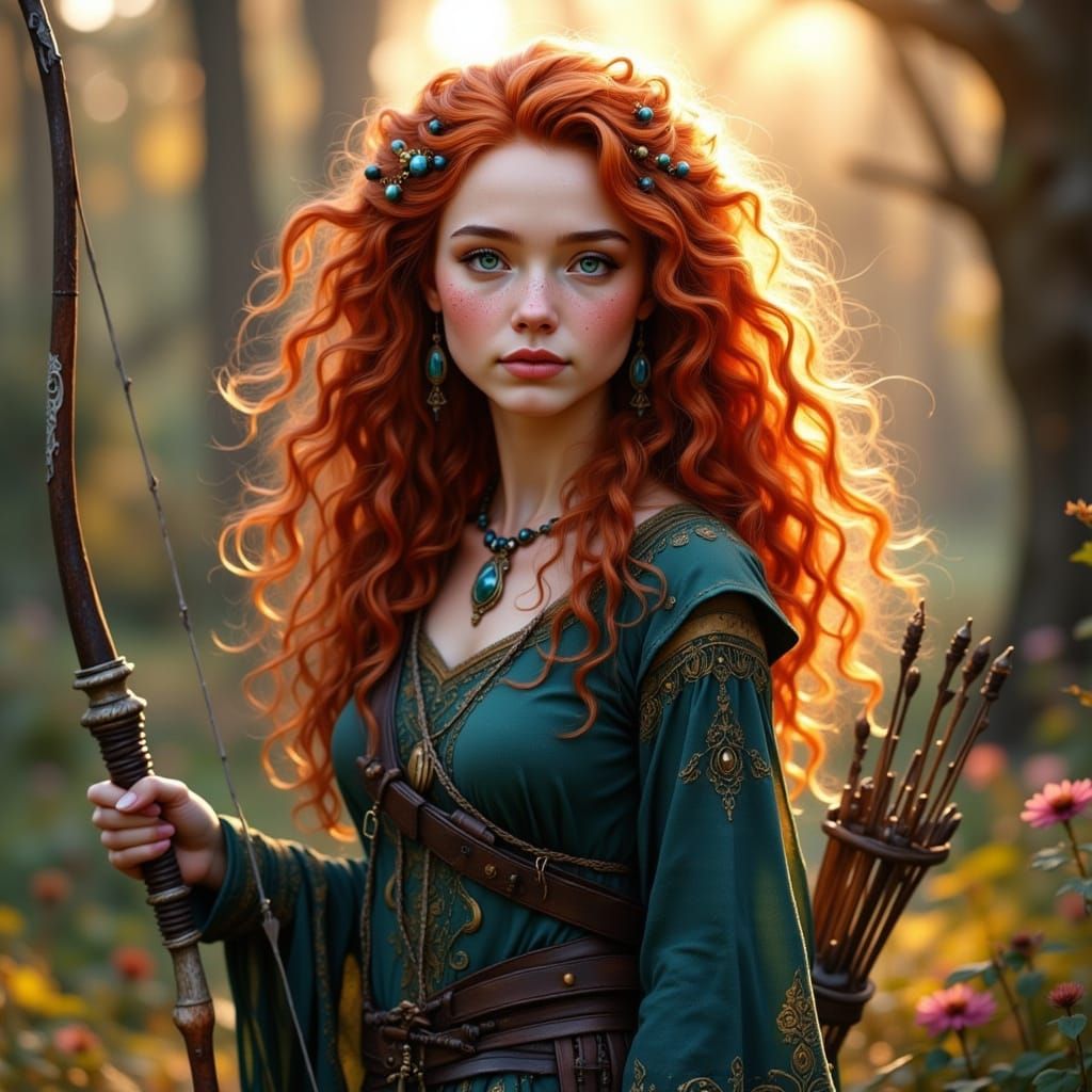 Elderly Merida the Brave with Longbow