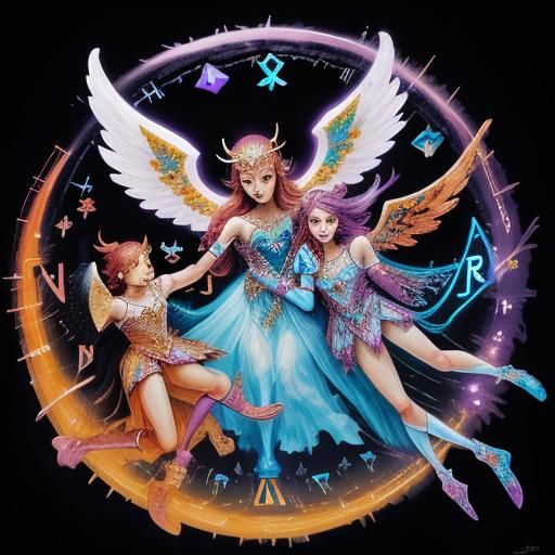 Angels Playing in a Dazzling Cosmic Sky