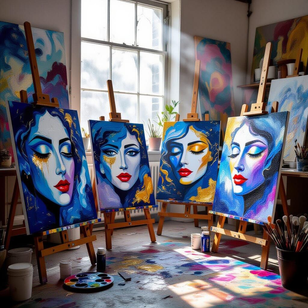 Whimsical Artist Studio with Living Paintings