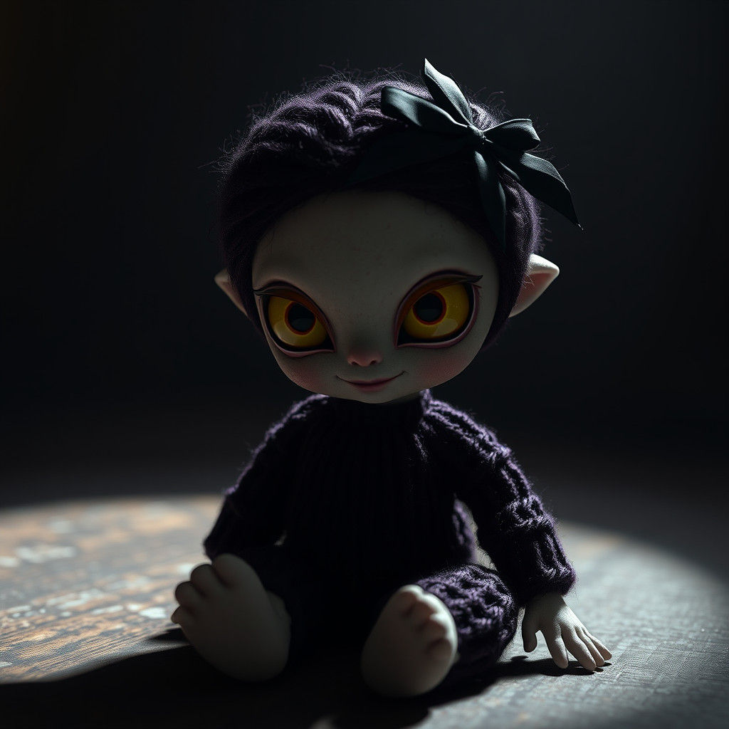 Mystical Knitted Entity in a Dark Dreamscape