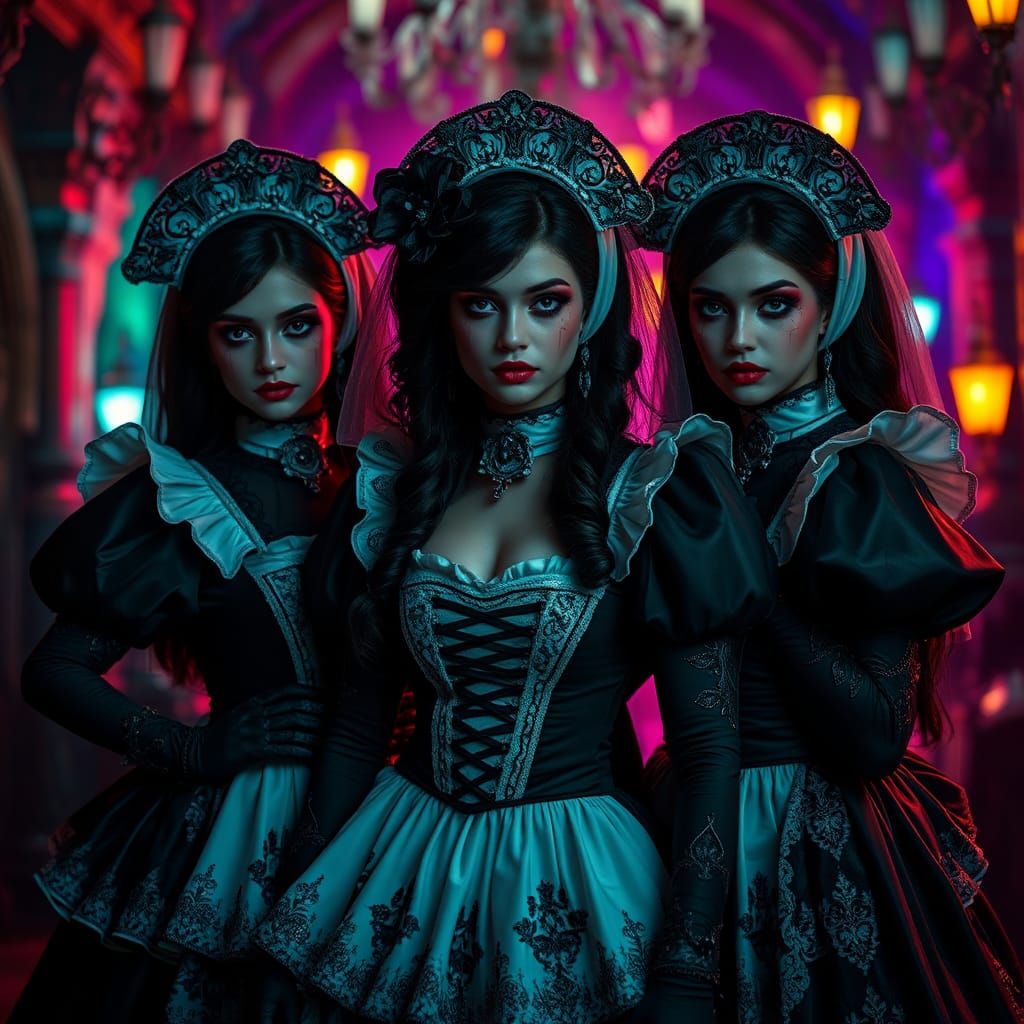 Ornate Halloween Maids in a Moody Cinematic Style