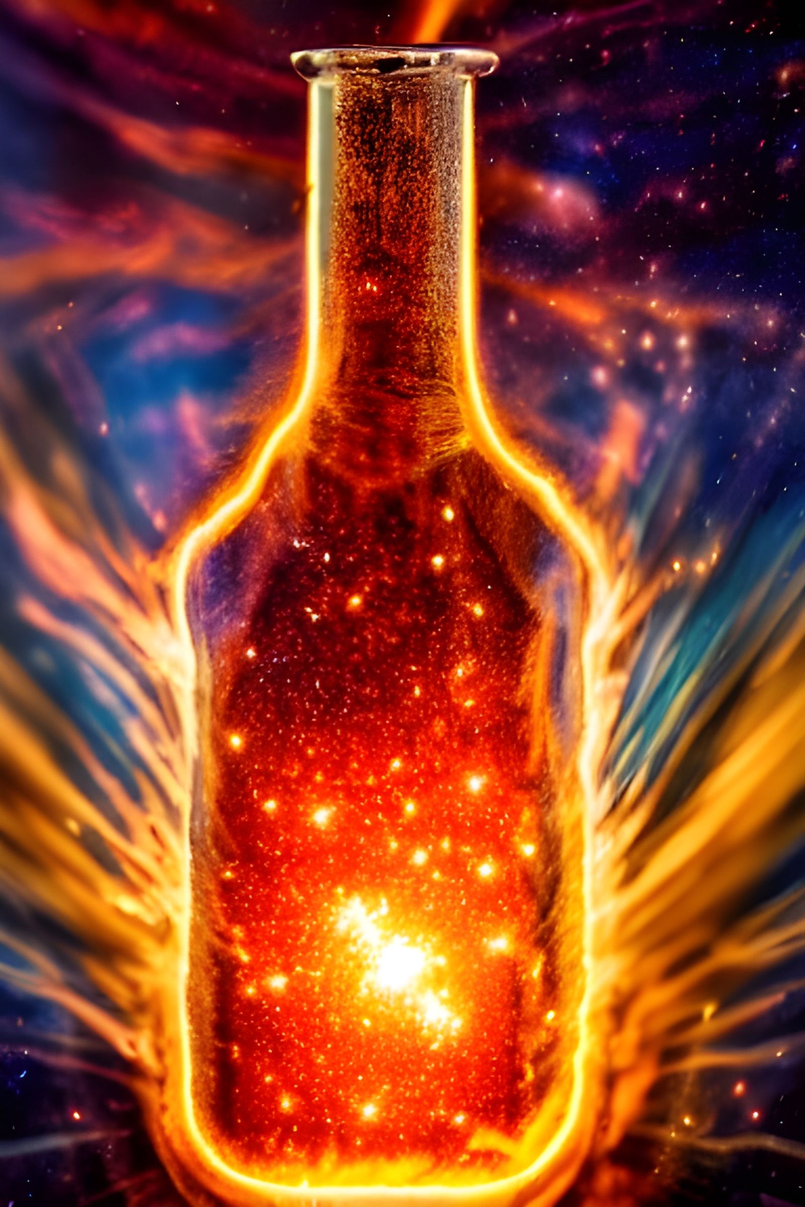 Photorealistic Supernova Exploding in Glass Bottle