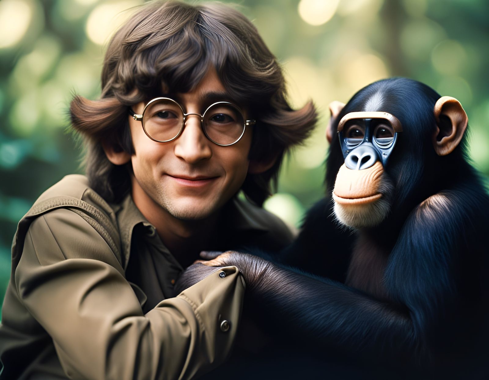 John Lennon Poses with Chimpanzee: Professional Photography