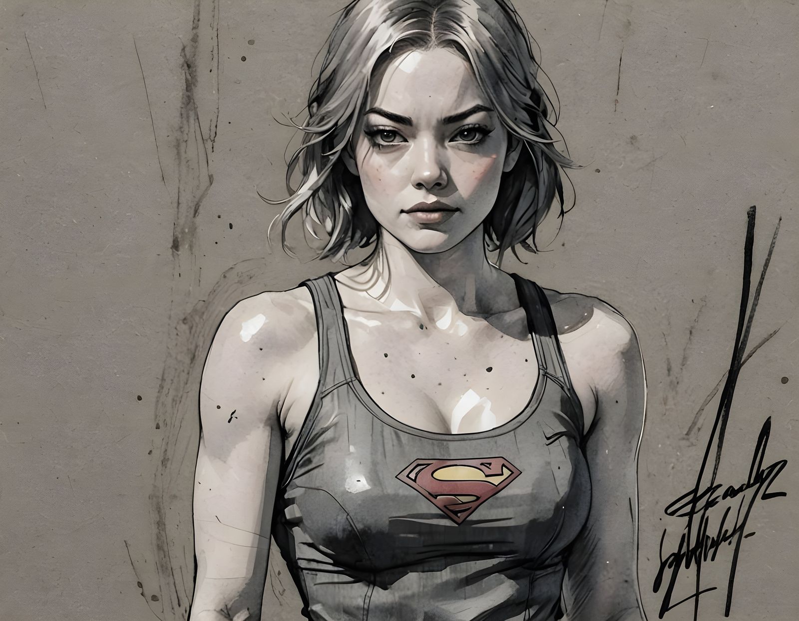 Ghibli-Inspired Manga Portrait of Emma Stone as Superheroine