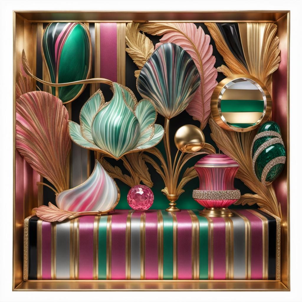 Detailed 3D Render with Dynamic Lighting and Gold Highlights