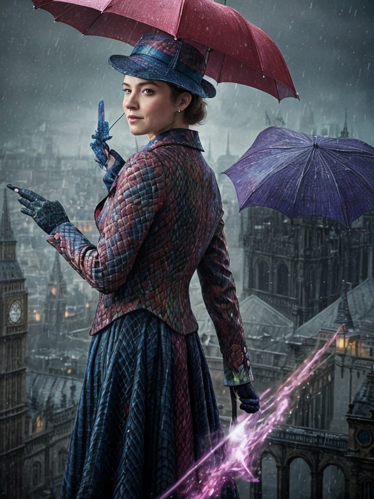 Fantasy London at Dawn with Dragons and Mary Poppins