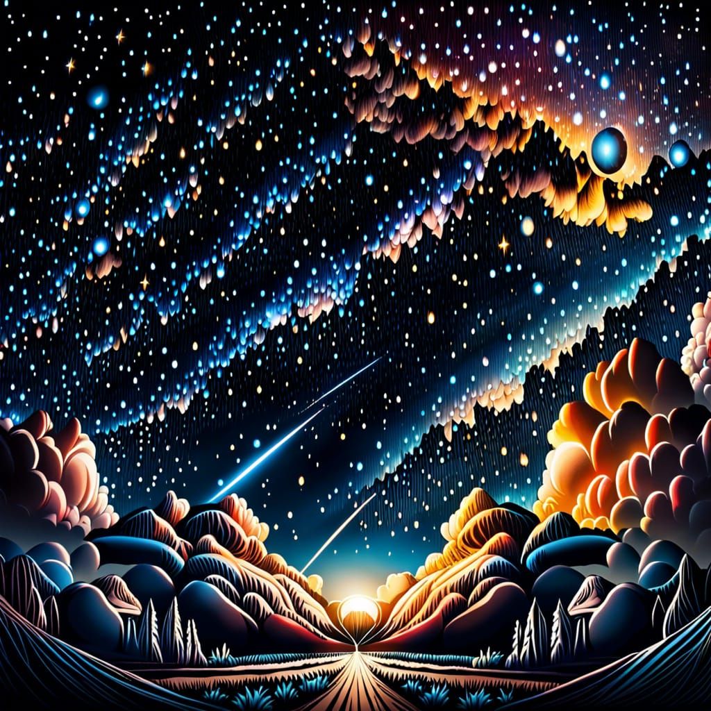 Stunning Night Sky with Stars in Hyperrealistic Style